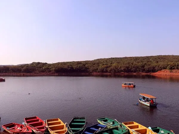 Colourful boats on Venna Lake, Mahabaleshwar